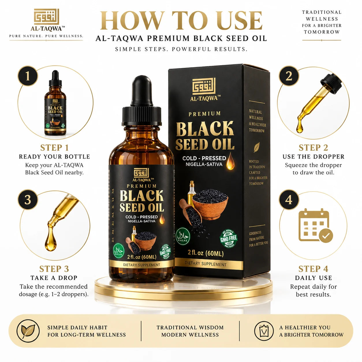 Black Seed Oil 60ML & 230ML, Cold-Pressed — Al Taqwa Nigella Sativa